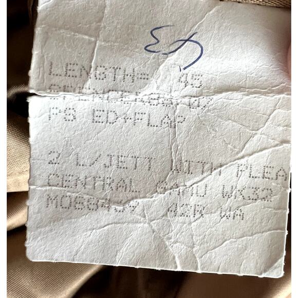 Woolmark Pure New Wool PeaCoat Men 42 R Length 45 Tan England Trench VTG 90s Y2K - Picture 16 of 16